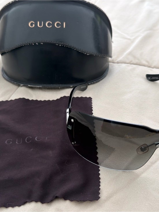 小物 GUCCI Shield Sunglasses One Lens Y2K Gucci GG Y2K Shield Wrap Sunglasses Black Vintage w/Case